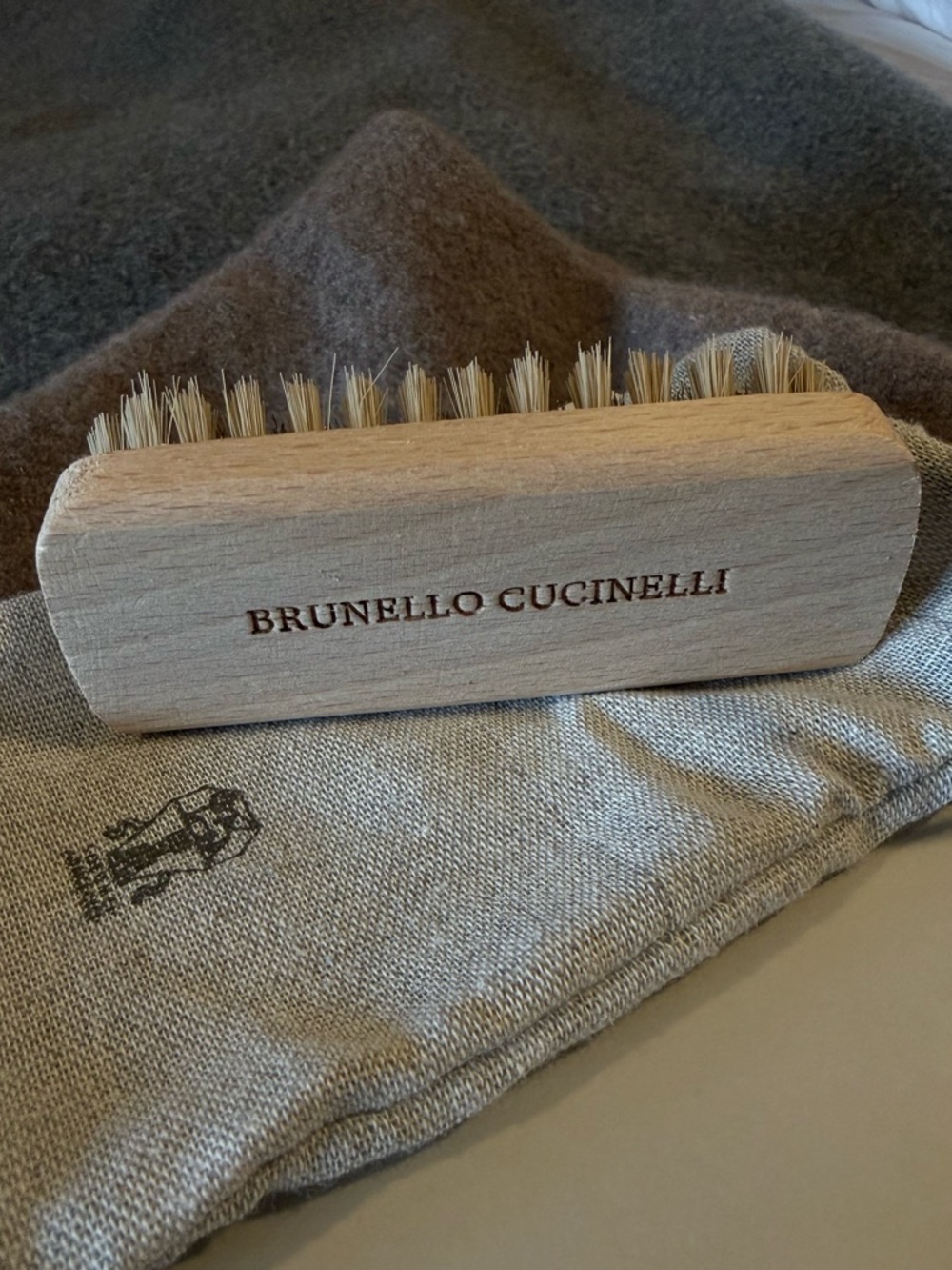 Brunello Cucinelli Natural Wood Suede Brush